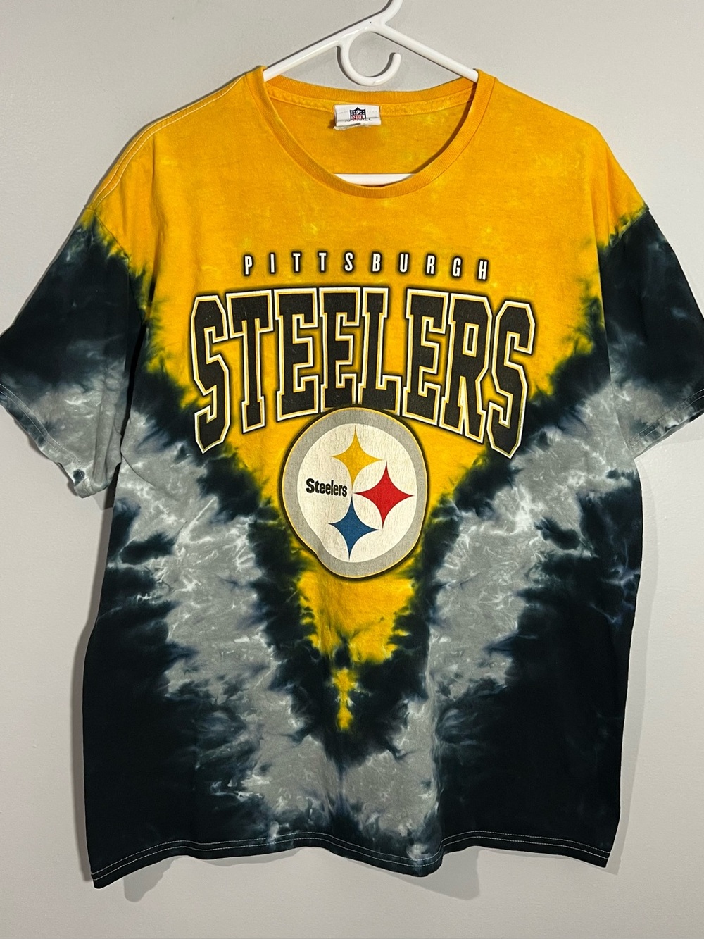 NFL Pittsburgh Steelers Black Yellow Tie-Dye Shirt Sleeve T-Shirt Adult XL